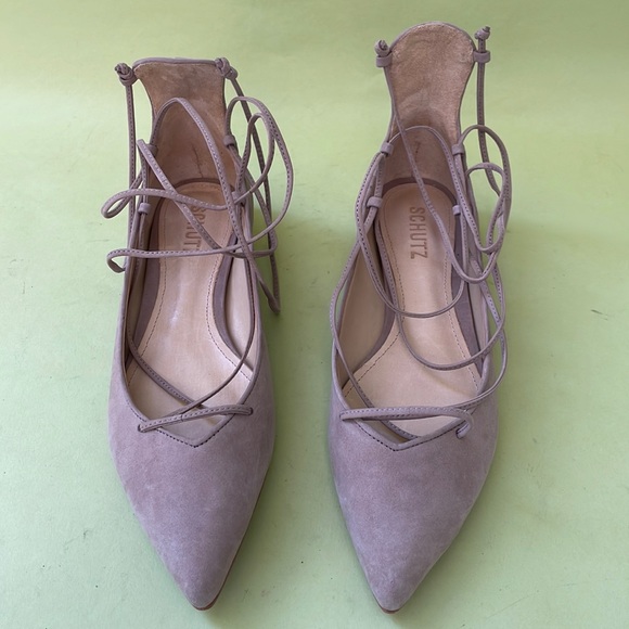 New tan Schutz suede nobuck/leather flats in original box - Picture 2 of 10